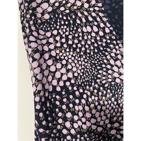 BCBG Paris Women's‎ Wrap V-Neck Dress Ruching Knee-Length Navy Lavender Floral M - Picture 2 of 9